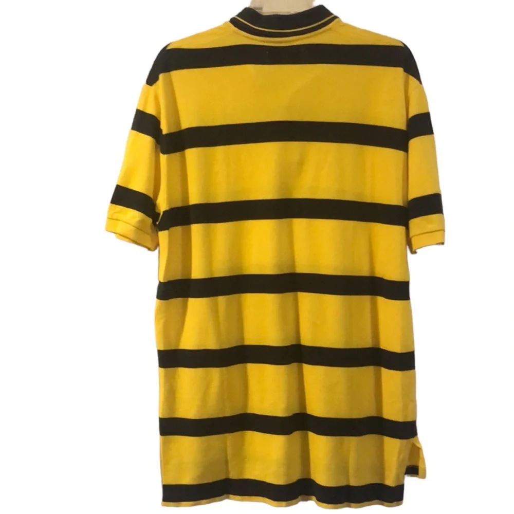 POLO BY RALPH LAUREN YELLOW AND NAVY STRIPED POLO SHIRT SIZE LARGE